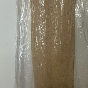 Fashion Nova Elegant long, rhinestone backless nude dress